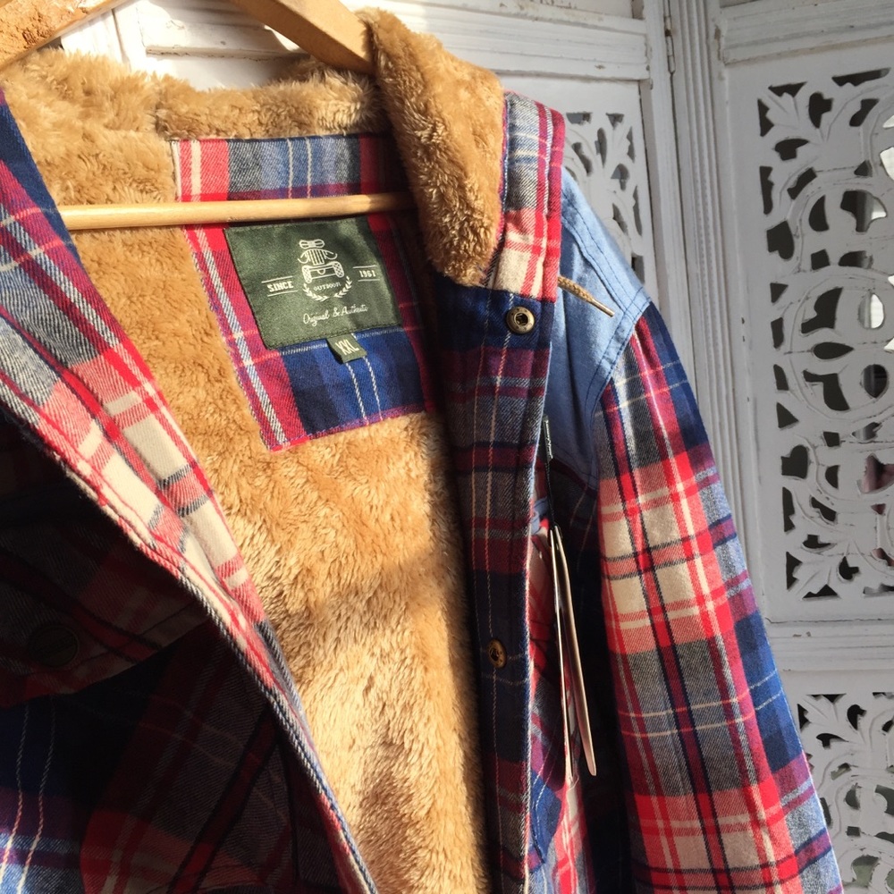 Afs Jeep nwt flannel lined jacket with hood